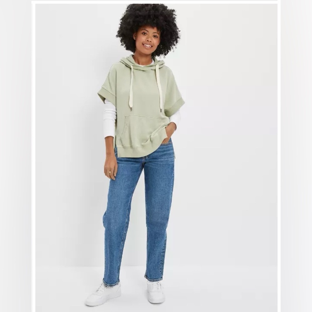 American Eagle Blue Short-Sleeve Hoodie in Size XXL
